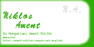 miklos ament business card
