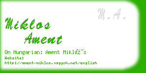 miklos ament business card